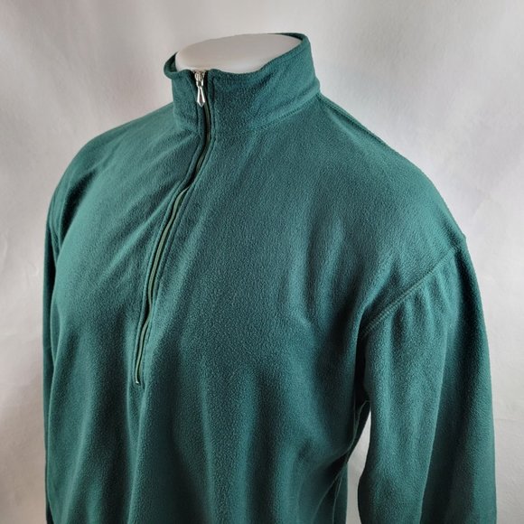 LL Bean Jacket Mens Medium Freen 1/2 Zip Fleece Maine Freeport USA Vintage Poly - Picture 1 of 7